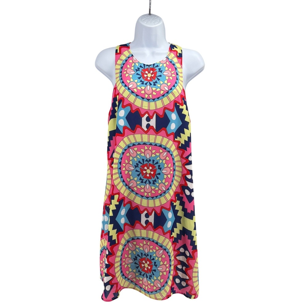 Annie Griffin Women's Mandala‎ Print Racerback Cutout Shift Dress Multi Color L